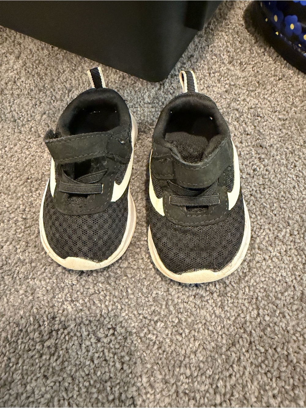 Toddler Black Sneakers with Cream Accent - Easy Velcro Closure